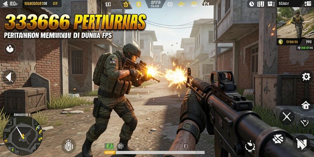Screenshot menunjukkan aksi seru dalam gameplay FPS 333666.