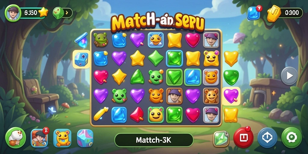 Tangkapan layar utama 5ZK menampilkan gameplay Match-3 yang seru.
