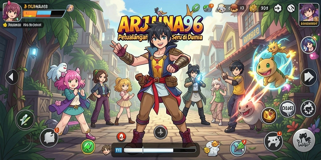Tampilan gameplay ARJUNA96 yang menarik dan penuh aksi karakter anime.