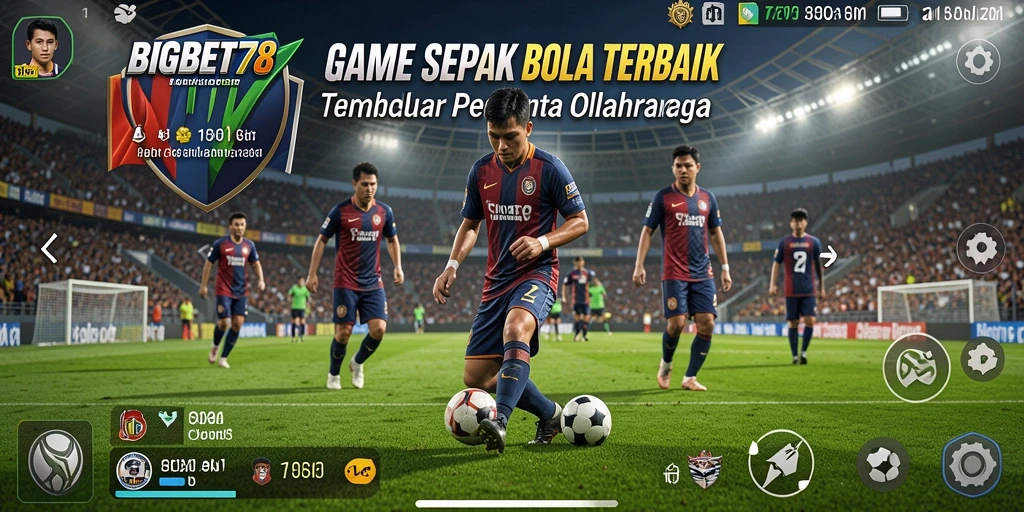 Screenshot menunjukkan pemain sepak bola dalam aksi menendang bola.