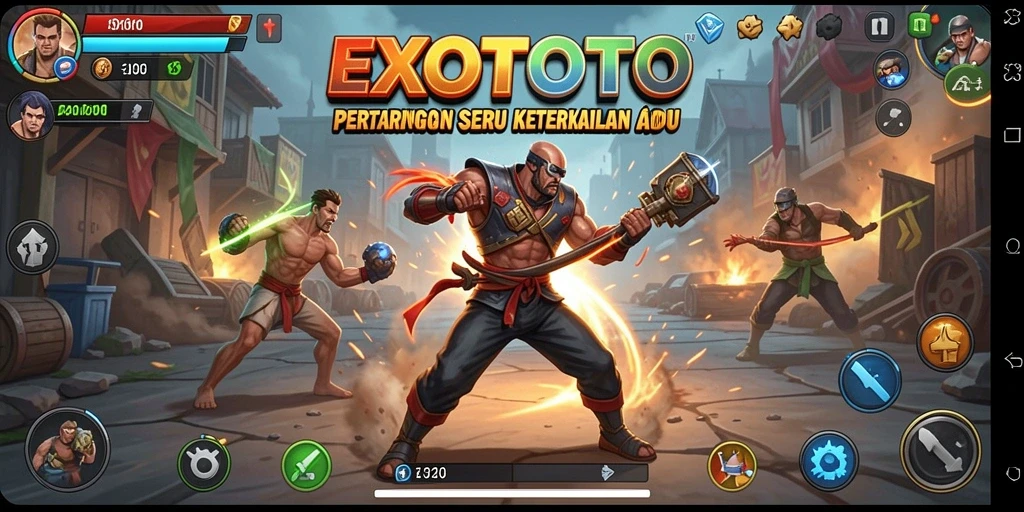 Tampilan atraktif gameplay pertarungan di EXOTOTO.