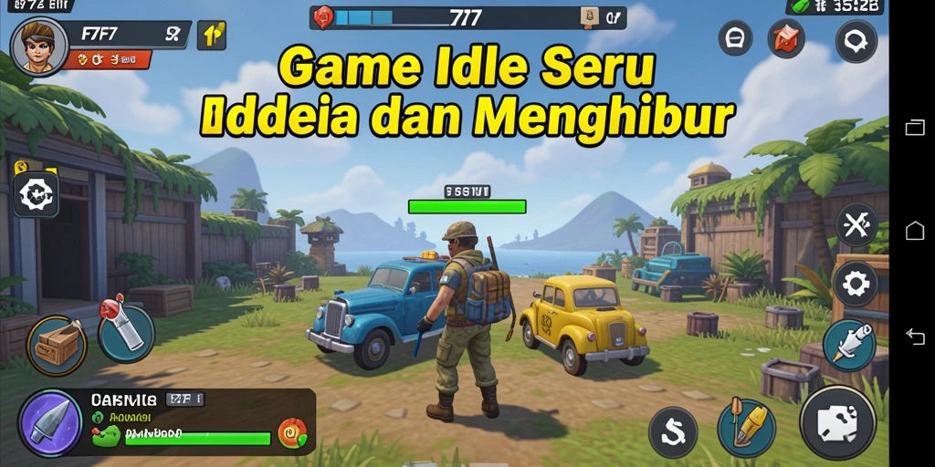 Screenshot gameplay F7F7 yang menunjukkan aksi karakter Idle yang lucu.