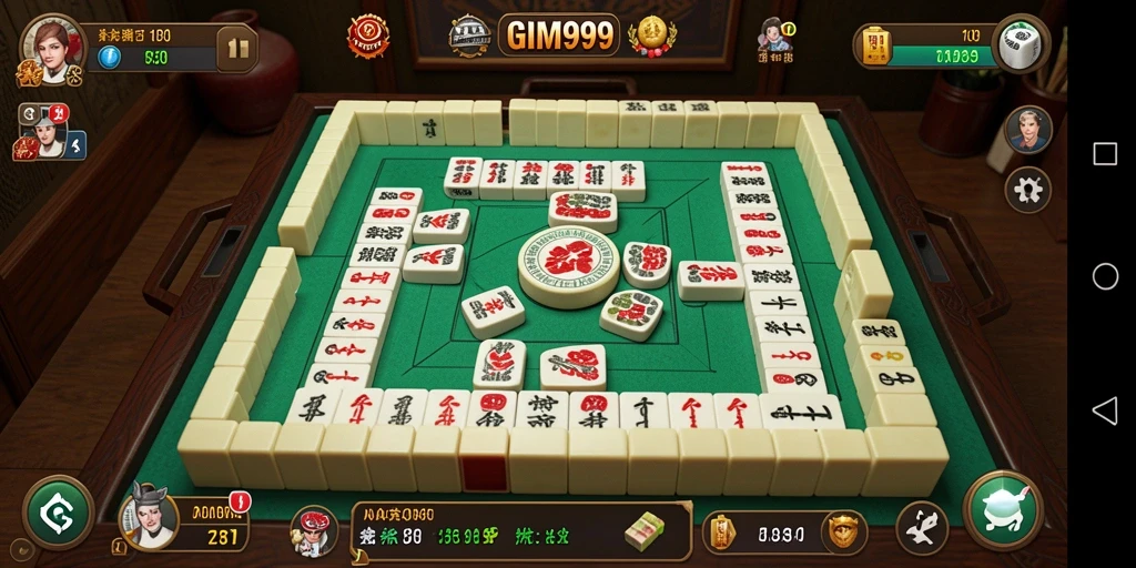 Tampilan gameplay seru dalam GIM999 dengan grafik menarik dan tantangan Mahjong.