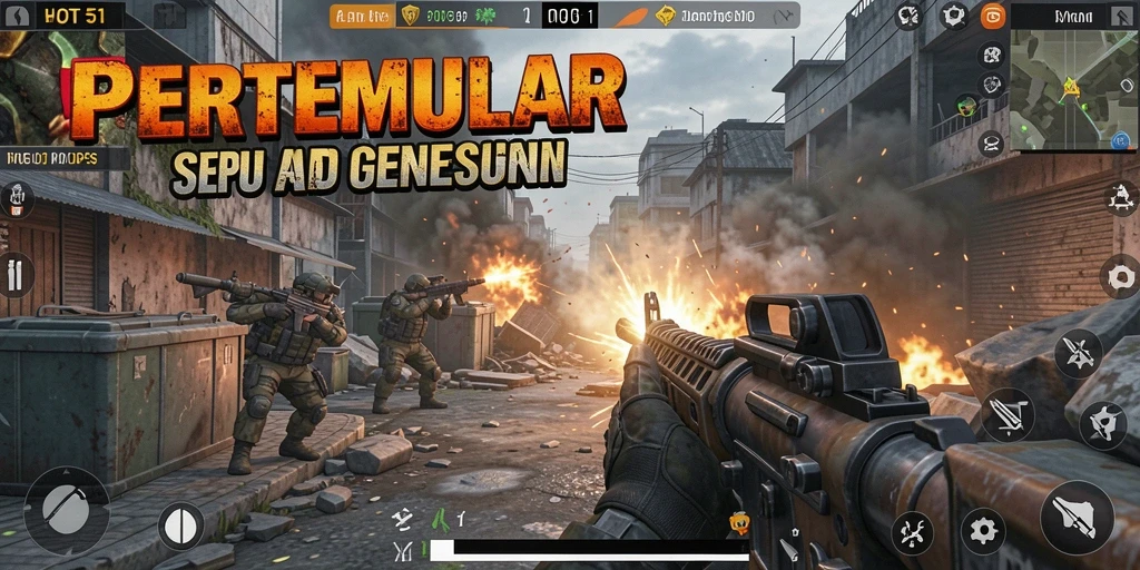 Tangkapan layar utama HOT51 menampilkan aksi pertarungan FPS yang mendebarkan.