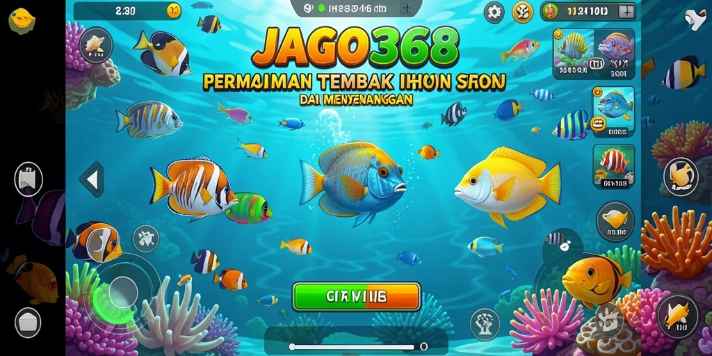Screenshot menampilkan aksi seru menembak ikan di JAGO368.