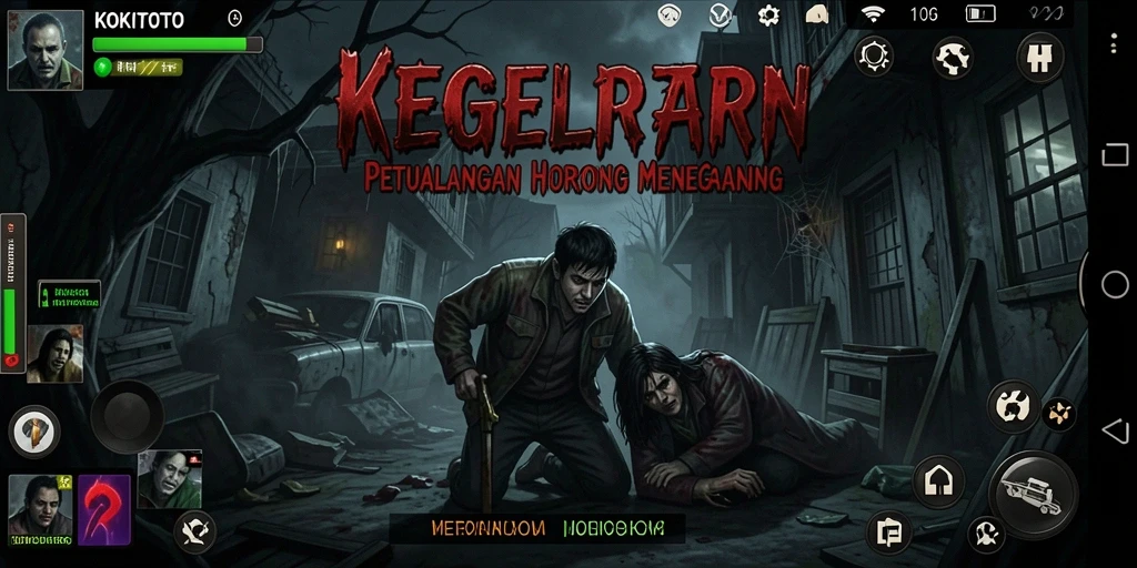 Screenshot dari gameplay KOKITOTO yang menampilkan suasana horor yang mendalam.