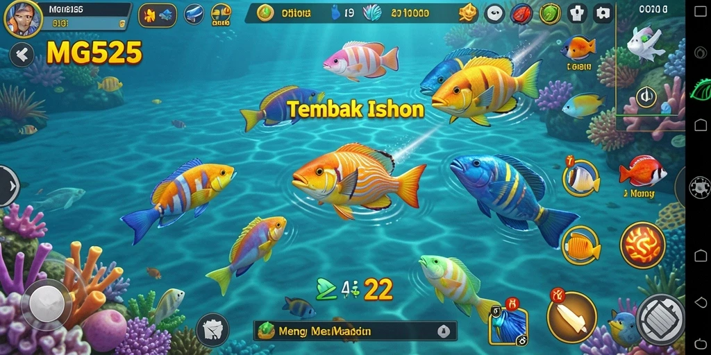 Screenshot MG525: Menampilkan gameplay seru menembak ikan.