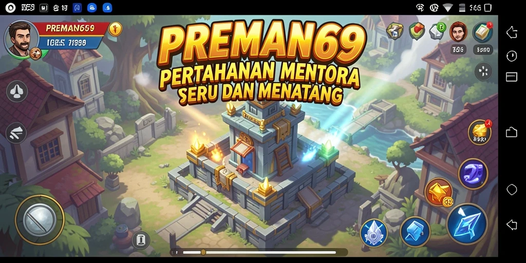 Tangkapan layar utama <strong>PREMAN69</strong> menunjukkan aksi gameplay Tower Defense yang intens.