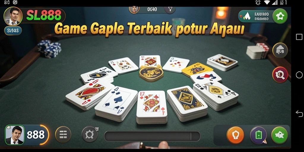 Screenshot utama SL888 menampilkan gameplay Gaple yang seru dan interaktif.
