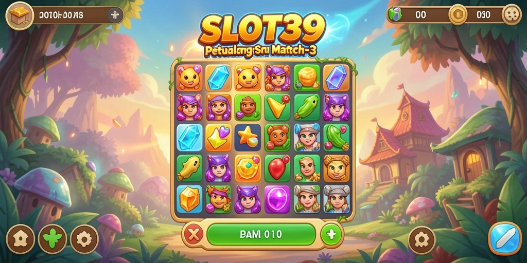 Tampilan gameplay menarik dari SLOT39 dengan elemen Match-3.