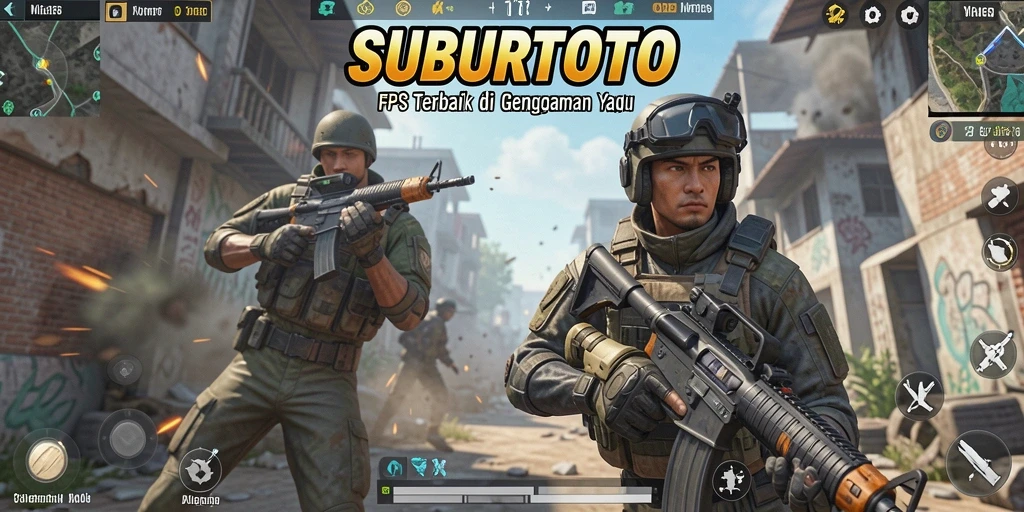 Tampilan gameplay SUBURTOTO dengan aksi tembak-menembak seru.