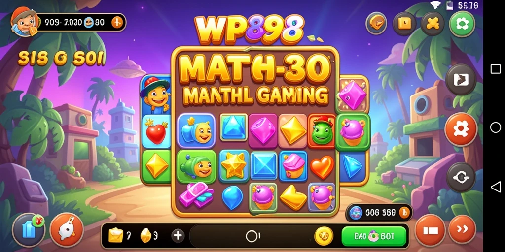 Gameplay seru WP888 yang menampilkan permainan Match-3 yang menantang.